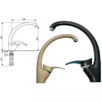 Смеситель для кухни Ulgran U001-309, цвет тёмно-серый