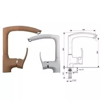 Смеситель для кухни Ulgran U005-308, цвет чёрный