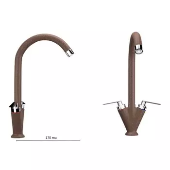 Смеситель для кухни Ulgran U011-307, двухвентильный, цвет терракот