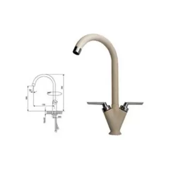 Смеситель для кухни Ulgran U011-308, двухвентильный, цвет чёрный