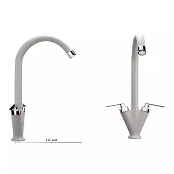 Смеситель для кухни Ulgran U011-331, двухвентильный, цвет белый