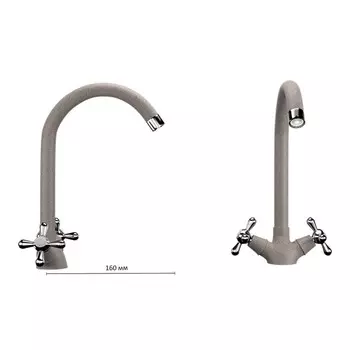 Смеситель для кухни Ulgran U012-302, двухвентильный, цвет песочный