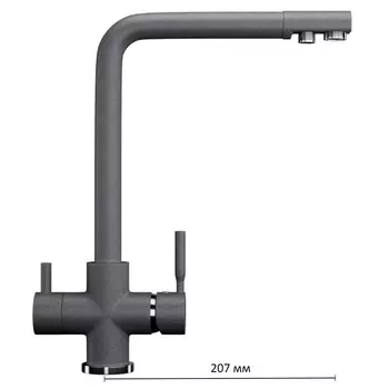 Смеситель для кухни Ulgran U016-342, двухвентильный, цвет графит