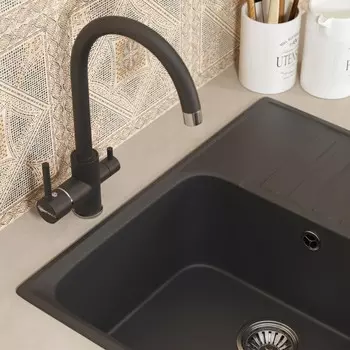 Смеситель для кухни Uperwood UPD-003, с каналом для фильтрованной воды, цвет 01 хром/уголь 1030250