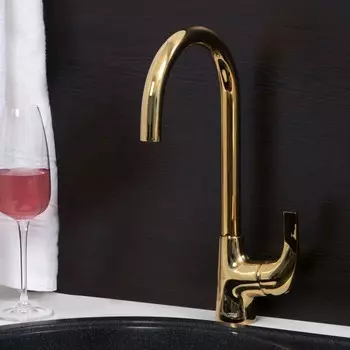 Смеситель для кухни WasserKraft Sauer 7107, однорычажный, длина излива 173 мм, золото