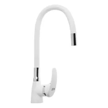 Смеситель для кухни ZEIN Z2229, гибкий силиконовый излив, картридж керамика 40 мм, белый