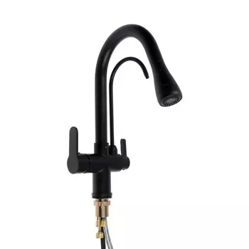 Смеситель для кухни ZEIN Z7212, кран для питьевой воды, с выдвижной лейкой, латунь, черный
