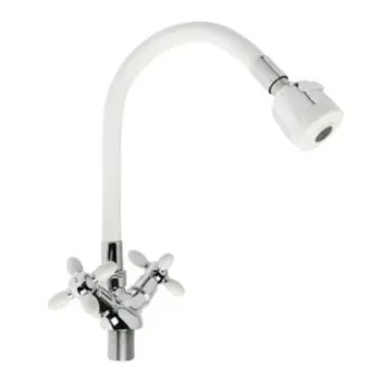 Смеситель для кухни ZEIN ZC2032, гибкий силиконовый излив, кран-букса латунь 1/2"