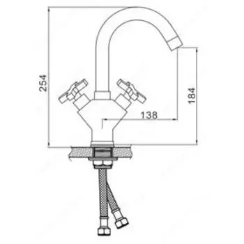 Смеситель для раковины Accoona A9475, двухрычажный, с гайкой, хром