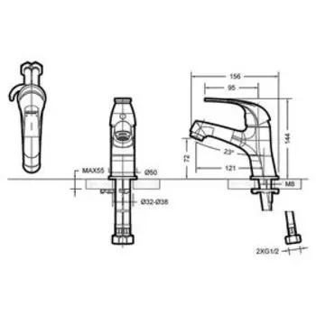 Смеситель для раковины BRAVAT FIT 7F1135188CP-RUS