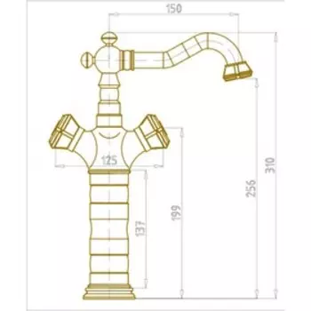 Смеситель для раковины Bronze de Luxe 10219/1, двухвентильный, латунь