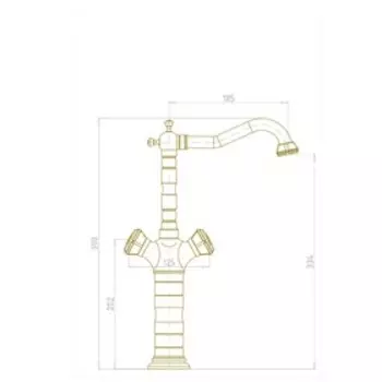 Смеситель для раковины Bronze de Luxe 21973/1, двухвентильный, высокий излив, латунь