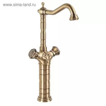 Смеситель для раковины Bronze de Luxe 21973, двухвентильный, высокий излив, латунь