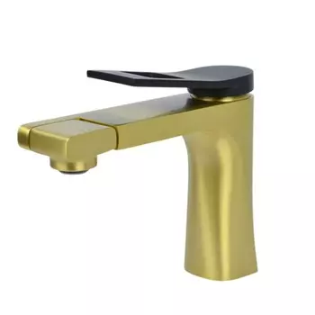 Смеситель для раковины Bronze de Luxe ELEMENT EL02XGB, излив 130 мм, латунь, золото/черный 1004280