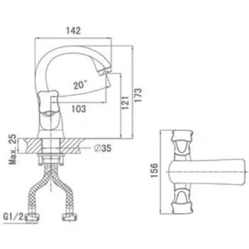 Смеситель для раковины D&K DA1382101, двухвентильный