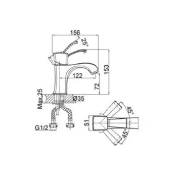 Смеситель для раковины D&K Rhein Bach DA1472101, хром