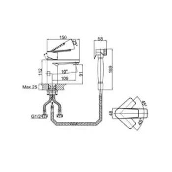 Смеситель для раковины D&K Rhein Lessing DA1322601, однорычажный, гигиенический душ, хром