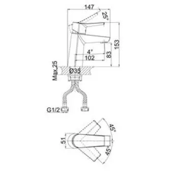 Смеситель для раковины D K Rhein Mosel DA1262101, однорычажный, хром