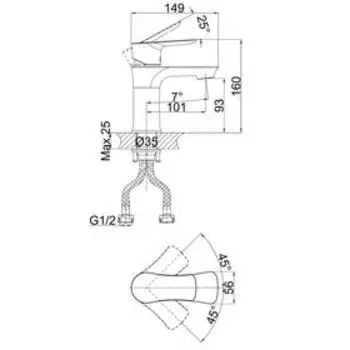 Смеситель для раковины D K Rhein Reisling DA1272101, однорычажный, хром