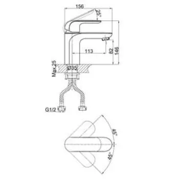 Смеситель для раковины D&K Venice Gondola DA1022118, однорычажный, черный