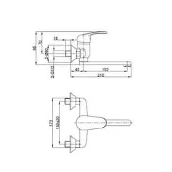 Смеситель для раковины Eleanti ELT1032, настенный однорычажный, цвет хром