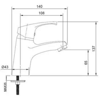 Смеситель для раковины Eleanti однорычажный с гибкой подводкой, картридж 35 мм