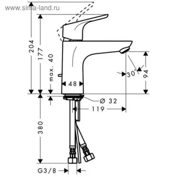 Смеситель для раковины Hansgrohe Focus 31517000, 100 мм, без донного клапана