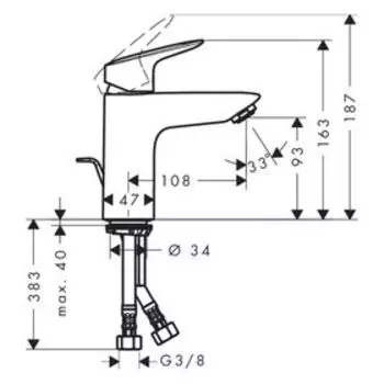 Смеситель для раковины Hansgrohe Logis 71101000, 100 мм, без донного клапана