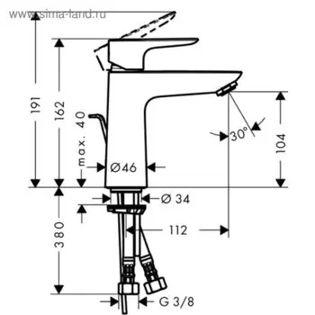 Смеситель для раковины Hansgrohe Talis E 71710000, 110 мм, с донным клапаном