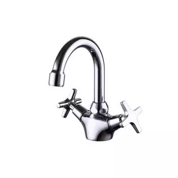 Смеситель для раковины KAISER Crystal 28111, двухвентильный, длина излива 114 мм, хром