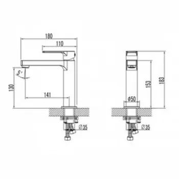Смеситель для раковины Lemark Plus Grace LM1537C, однорычажный, длина излива - 141 мм, хром 907666