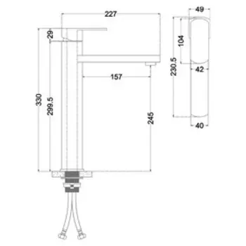 Смеситель для раковины Melana F610302 STELLO, высокий излив, нержавеющая сталь
