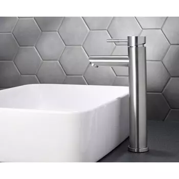 Смеситель для раковины "РМС" SUS124-001F-2, картридж 35 мм, нержавеющая сталь, сатин