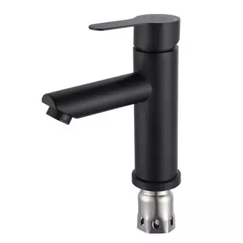 Смеситель для раковины "РМС" SUS124BL-001F, однорычажный, нержавеющая сталь, черный