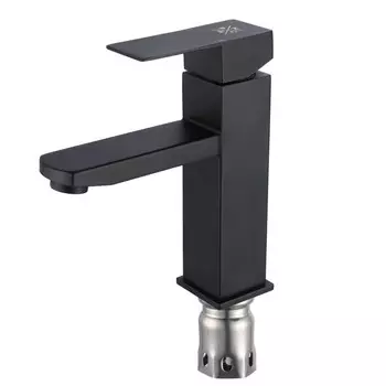 Смеситель для раковины "РМС" SUS125BL-001F, излив 118 мм, нержавеющая сталь, черный