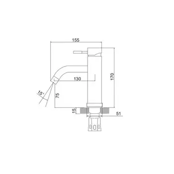 Смеситель для раковины "РМС" SUS128BL-001F, излив 130 мм, нержавеющая сталь, черный