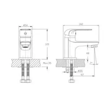 Смеситель для раковины RUSH Fiji FI1835-11, однорычажный, хром