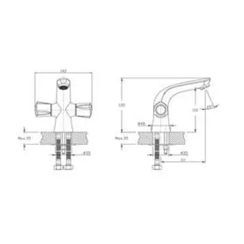 Смеситель для раковины RUSH Pioneer PI7950-11, двухвентильный, хром