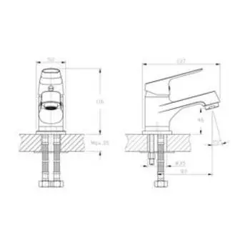 Смеситель для раковины RUSH Yell YE5735-11, однорычажный, хром