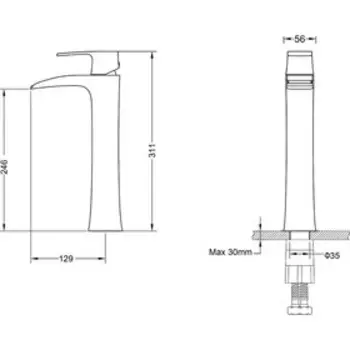 Смеситель для раковины Timo Lumi 4211/00F, каскадный, хром