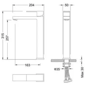 Смеситель для раковины Timo Selene 3061/03F, однорычажный, черный