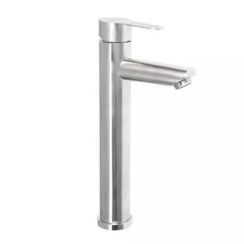 Смеситель для раковины ZEIN ZS 20104, картридж керамика 35 мм, высокий, нерж. сталь, сатин