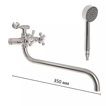 Смеситель для ванны Accoona A7271A, двухвентильный, с душевым набором, латунь, цвет сатин