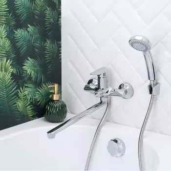 Смеситель для ванны BOOU B8274-18F, излив 322 мм, душевой набор, латунь, хром