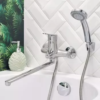 Смеситель для ванны BOOU B8282-45F, излив 322 мм, душевой набор, латунь, хром