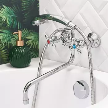 Смеситель для ванны BOOU BA5318-3-C007-B702, излив 310 мм, душевой набор, латунь, хром