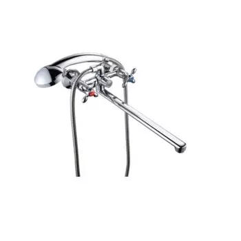 Смеситель для ванны BOOU BA5318-4-C007-B702, излив 350 мм, душевой набор, латунь, хром