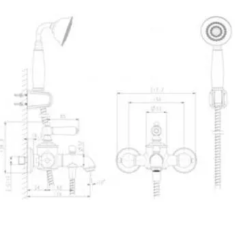 Смеситель для ванны BRAVAT ART F675109U-B1-RUS, однорычажный, с лейкой, цвет белый ясень