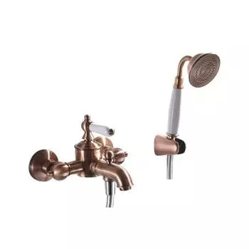 Смеситель для ванны BRAVAT ART F675109U-B1-RUS, однорычажный, с лейкой, цвет белый ясень