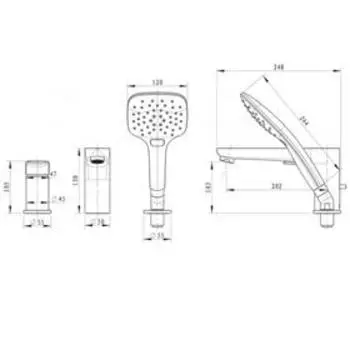 Смеситель для ванны BRAVAT Iguassu F5173218CP-1-RUS, встраиваемый, на 5 отверстий, хром
